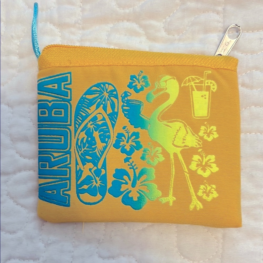NWOT Aruba Yellow and Pink Coin Purse